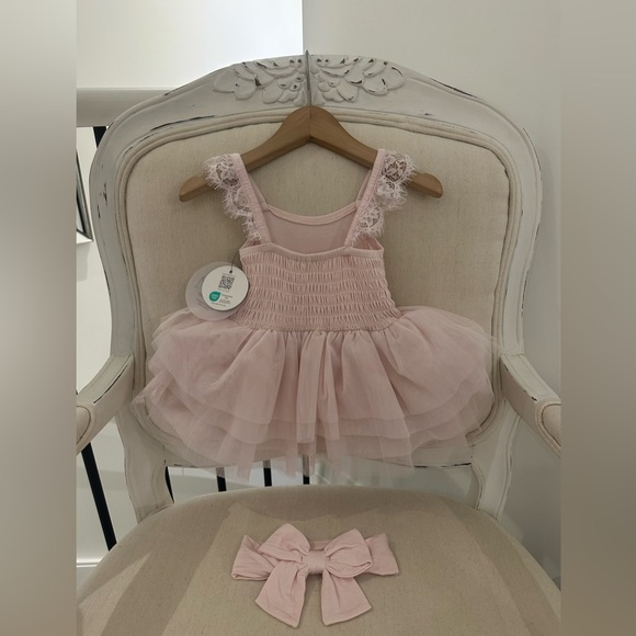 🩰 0~3 Mth Ballet Pink Multi Tiered Tulle Tutu Fancy Baby Dress with Bow NWT - Picture 3 of 12